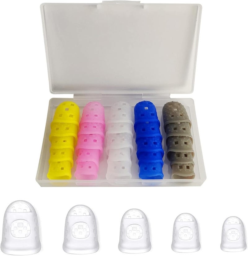 DreamAug Guitar Fingertip Protectors, 25-Pack Silicone Finger Covers for Guitar/Ukulele/Banjo/Mandolin – Breathable, Flexible, Non-Slip Practice Sleeves, Mixed Colors with Storage Case, Reusable - Image 1
